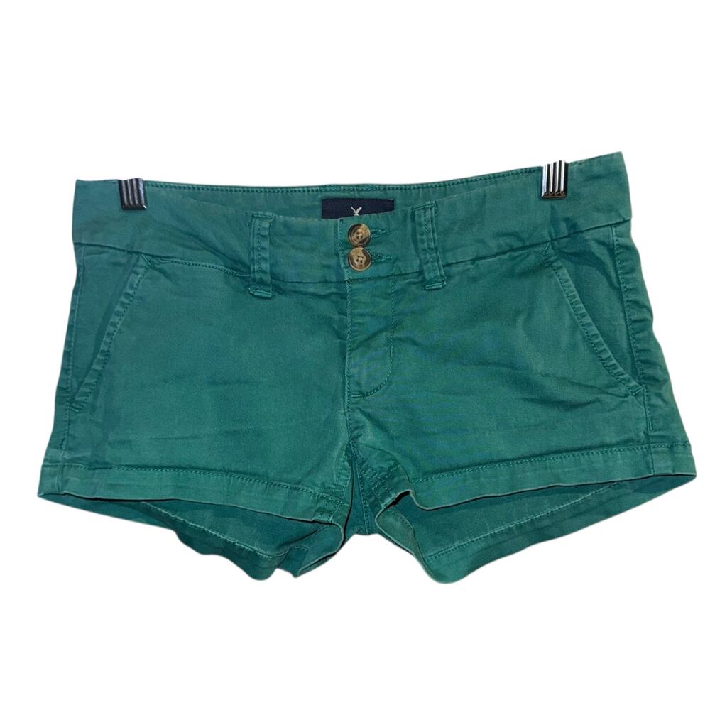 American Eagle Micro Mini Green Shorts Size 00 Low Rise Indie Stretch Y2K Mall